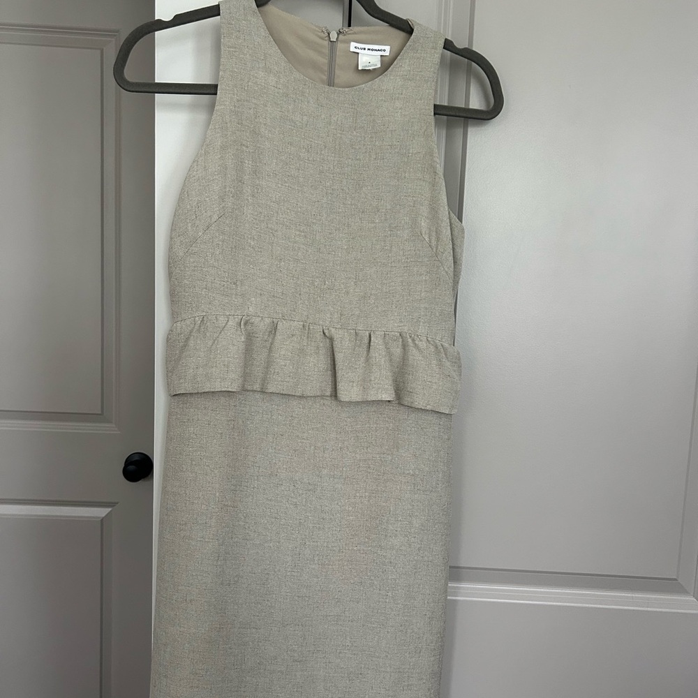 Club Monaco Ruffle Dress in Khaki